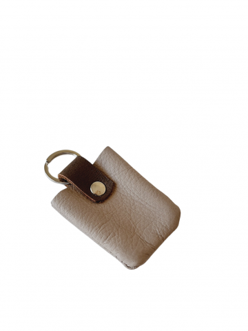 DAVIS leather keychain - BEIGE