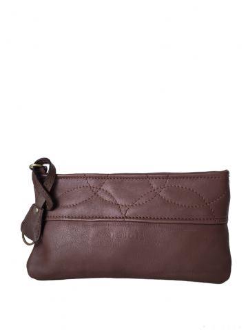 SIRA leather wallet / envelope bag - DARK BROWN